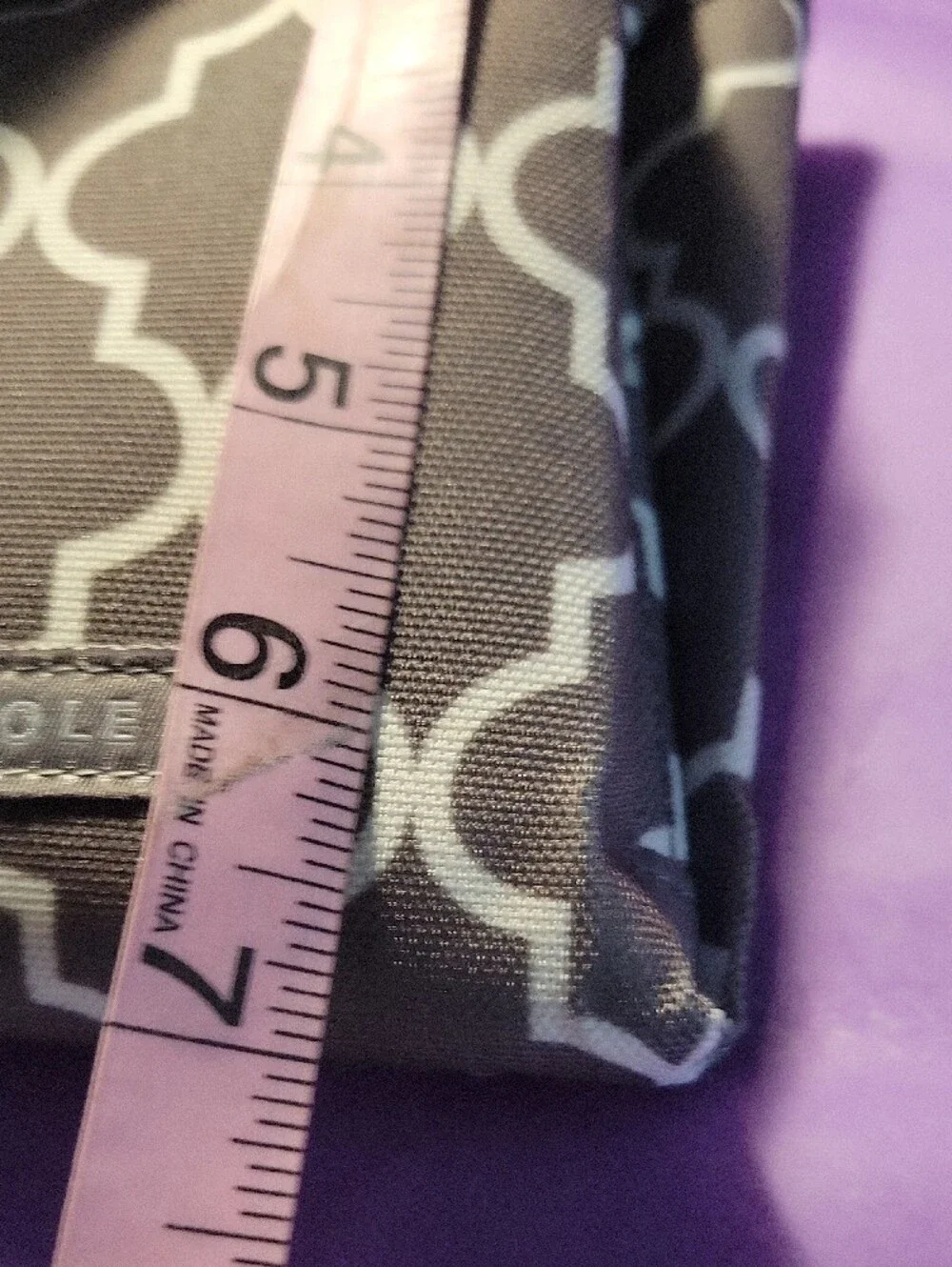 Gray Geometric Pattern Baby Changing Pad Bag Clutch with Wrist Strap